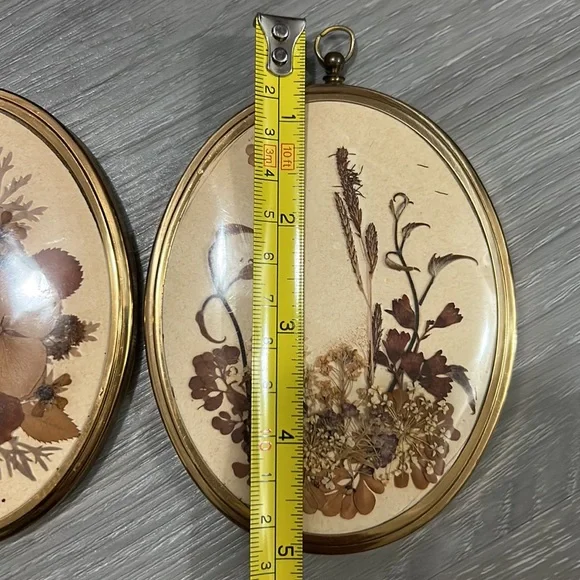 🖤Vtg 1960s Dried flowers frame wall decor set - Picture 12 of 14